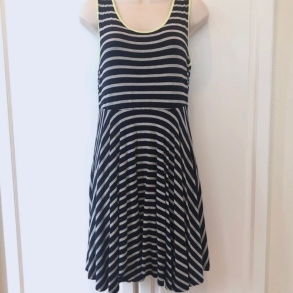 Olive & Oak Dress Navy & Grey Stripe Fit-N-Flare L